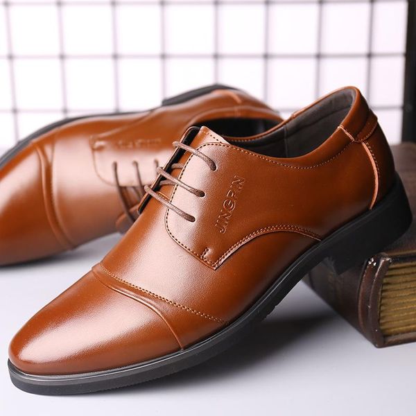 

dress shoes men genuine leather hollow out oxfords formal wedding party brogue business footwear rty6, Black
