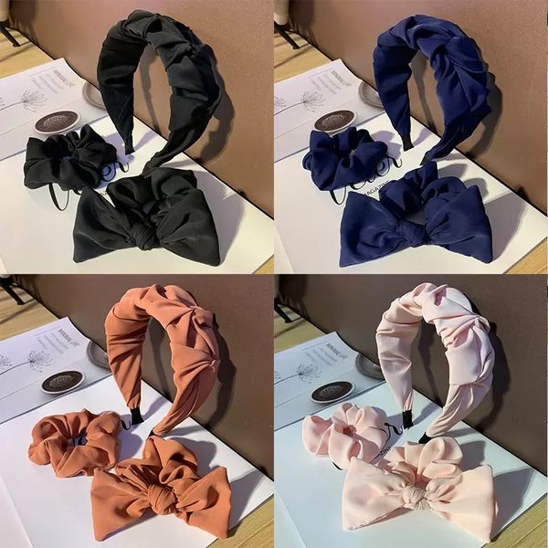 

solid color headband knot hair hoop for women simple fabric cross girls hairband accessories 3pcs/set, Silver