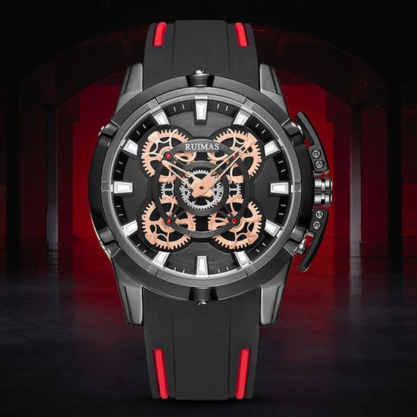 

wristwatches ruimas sport creative individuality watch men quartz waterproof hardlex mirror man's luminous, Slivery;brown