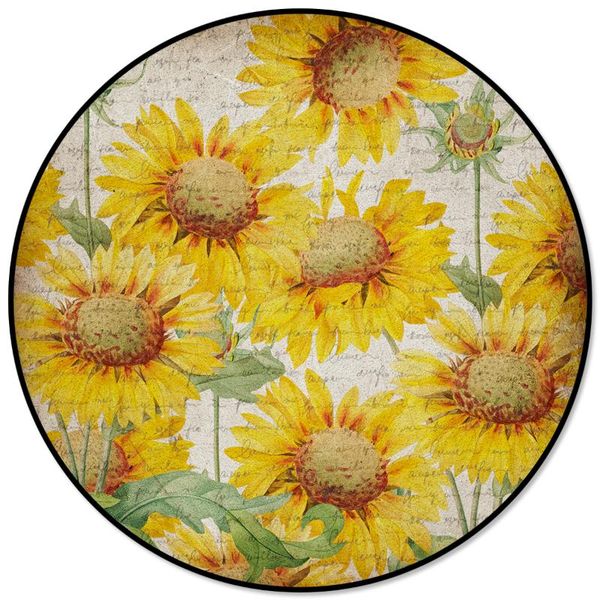 

carpets retro letter zoo sunflower carpet printed alfombra floor mats kids room area rug living bedroom round rugs
