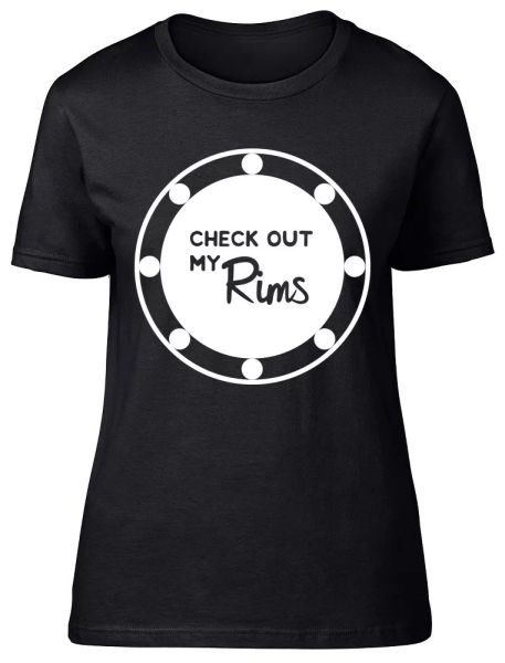 

check out my rims womens ladies fitted t-shirt, White;black