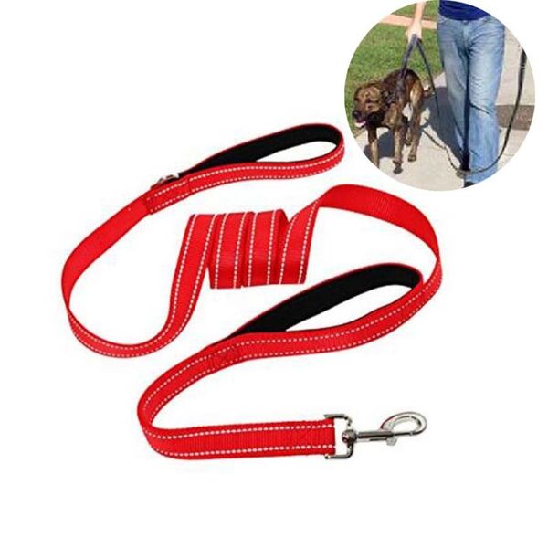 

dog collars & leashes pet supplies double nylon large leash rope thick reflective night walk red green black brown