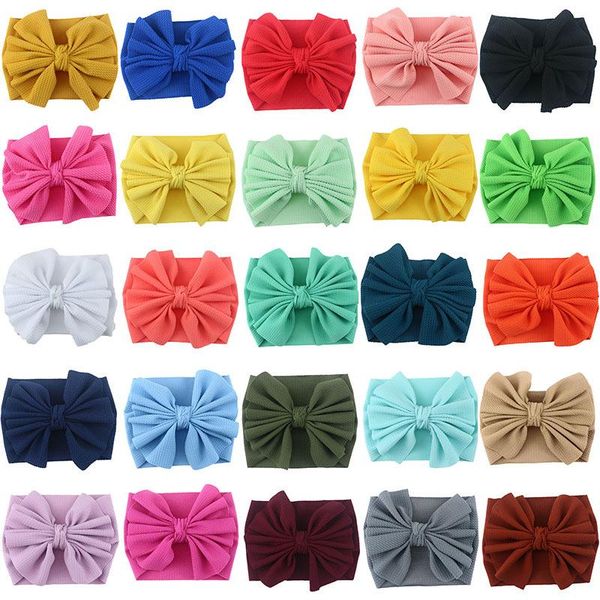 

hair accessories 1pcs 7inch solid color baby girl soft elastic big headband wide turban knot head wear 591, Slivery;white