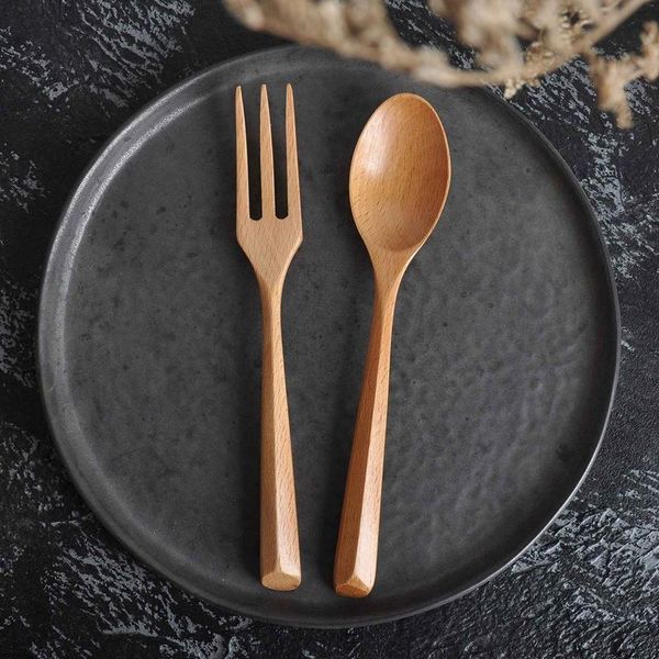 

spoons 6 pcs solid wood kitchen tableware dinnerware flatware healthy and reusable wooden cutlery