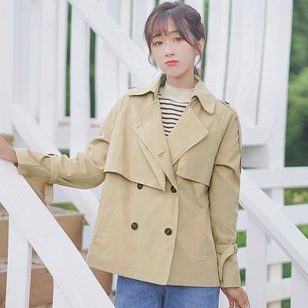 

women's jackets autumn and winter tooling jacket thin windbreaker loose bf casual hong kong short female 8b6q, Black;brown