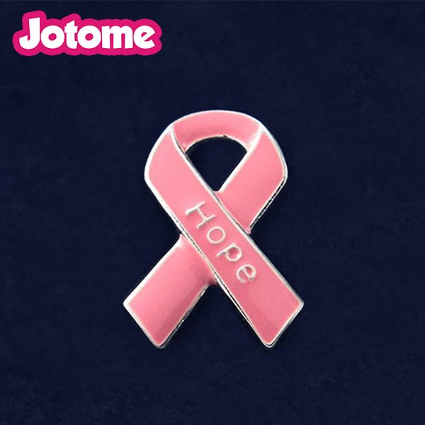 

100pcs/lot hope pink ribbon breast cancer awareness lapel pin 1 inch, Gray