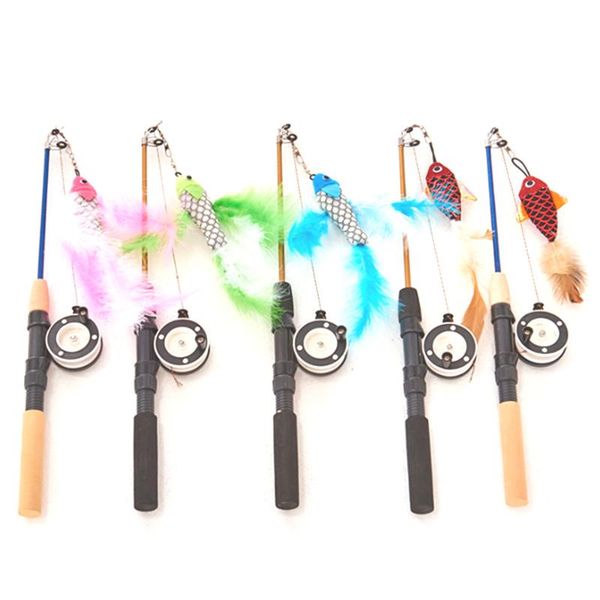 

cat entertainment toy kitten funny playing 1pc simulation fishing rod 42cm toys