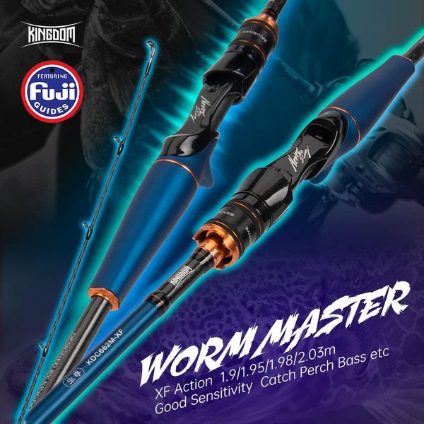 

boat fishing rods kingdom wormmaster 1.9/1.95/1.98/2.03m 40t carbon casting spinning fuji guide baitcasting travel 3g-28g xf lure rod