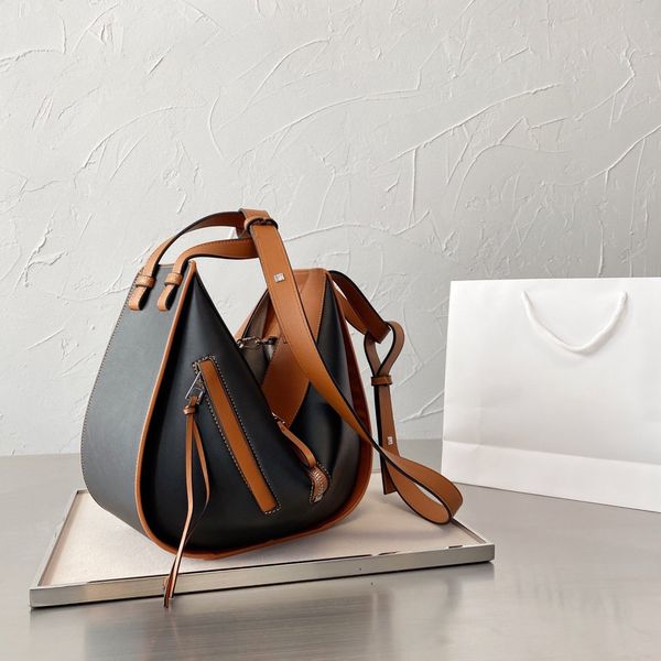 

outlet factory black leather color matching hammock bag luxuryss designerss yw