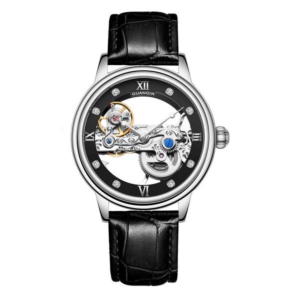 

2021 guanqin gj16137 new gentlemen clock fire luxury fashion automatic mechanical waterproof reloj homebres, Slivery;brown