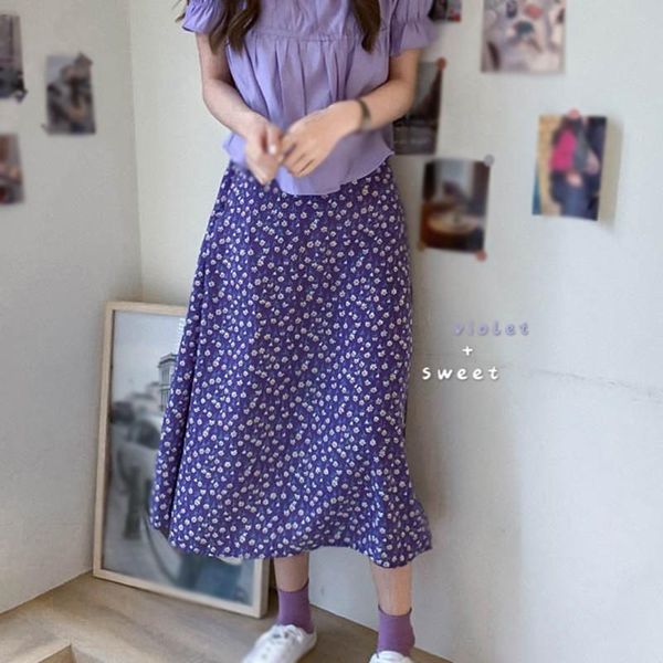 

skirts retro floral long skirt summer beach sunny ladies high waist purple, Black