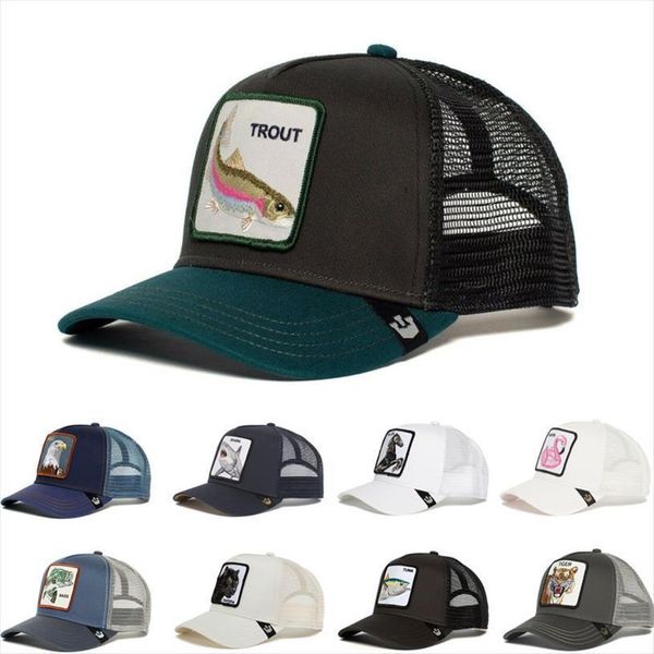 

fashion animal trout anime snapback cotton baseball cap men women hip hop dad mesh trucker hat dropshipping, Blue;gray