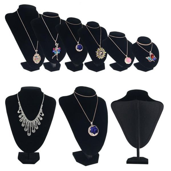 

jewelry pouches, bags fashion black velvet display necklace pendants mannequin stand organizer holderbust showcase show decorate, Pink;blue