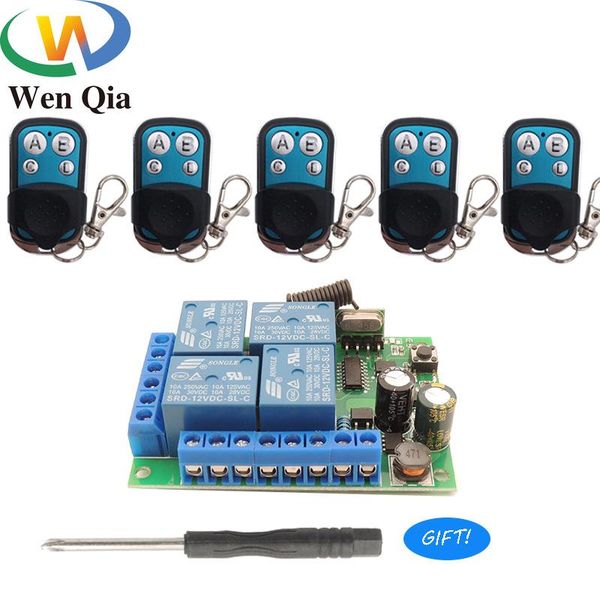 

smart home control 433mhz universal wireless remote rf switch dc12v 4ch relay receiver with transmitter car light lamp electric gate