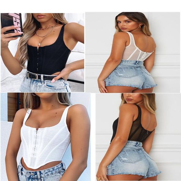 

women's tanks & camis in 2021, the express selling european and american foreign trade leisure fashion mesh vest, White