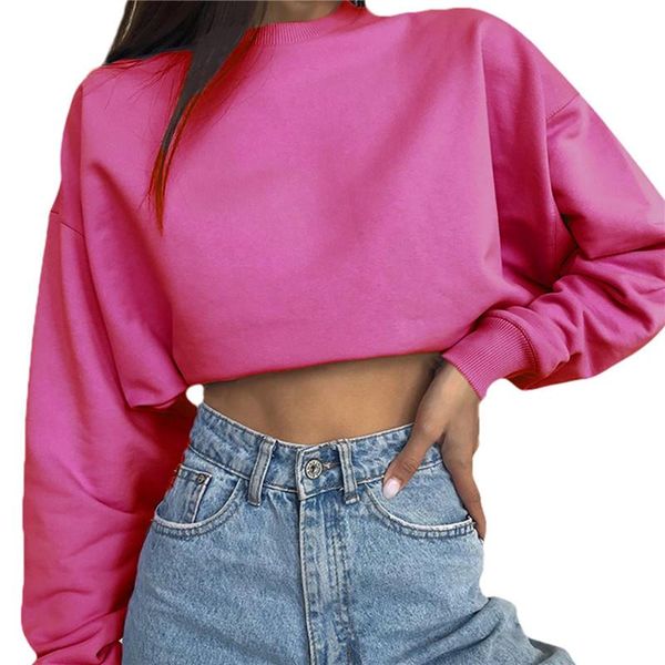 

women solid color sweatshirt loose harajuku oversize pullovers spring autumn hoody crop navel exposed hoodie women's hoodies & sweatshi, Black