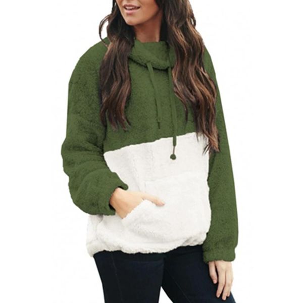 

women's hoodies & sweatshirts 2021 autumn and winter pocket pile collar plush sweatshirt khaki green black jacket women