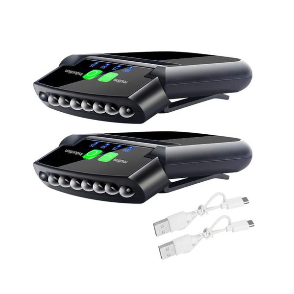 

headlamps 2pcs clip on cap led hat light usb rechargeable waterproof angle adjustable handwork camping gesture induction