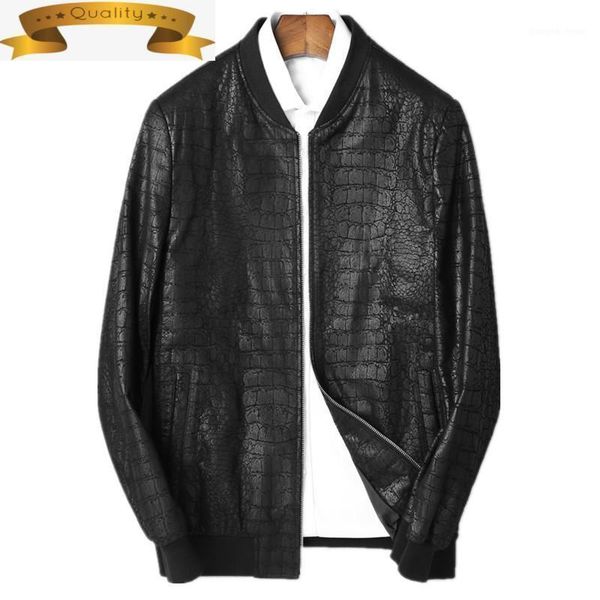 

men leather jacket baseball jackets autumn winter genuine sheepskin coat plus size streetwear lsy011007 my1894 men's & faux, Black