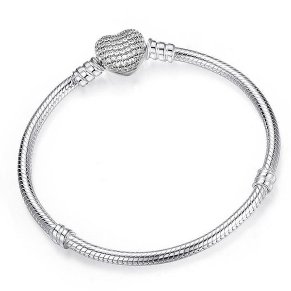 

fashion silver heart love snake chain bracelet european beaded bangle bracelets jewelery making diy charm, Golden;silver