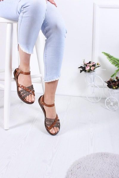 

sandals women's brown genuine leather, Black