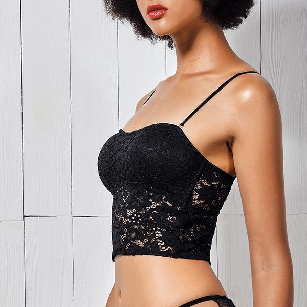 

camisoles & tanks japanese style camisole women's lace with chest pad underwear strapless non-slip tube bra, Black;white