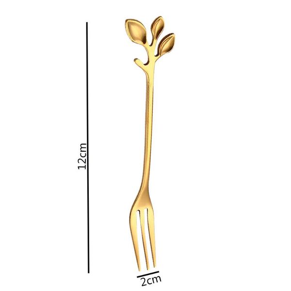 

spoons creative cute spoon fork stainless steel leaf coffee tea ice cream stirring christmas kitchen gadgets