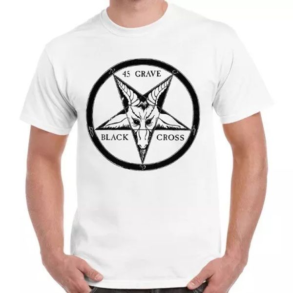 

45 grave black cross punk rock music retro t shirt 1884, White;black