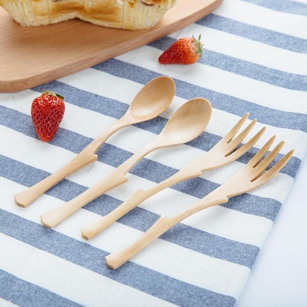 

forks children fruit spoon dessert fork wooden bamboo cutlery vajilla cubiertos de bambu cuillere lepel couverts table jantar 620