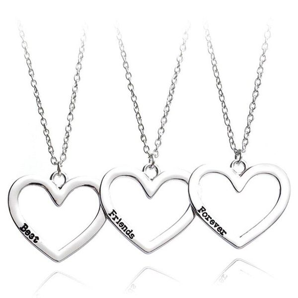 

pendant necklaces necklace heart 3 pieces broken three friend forever women jewelry collares mujer, Silver