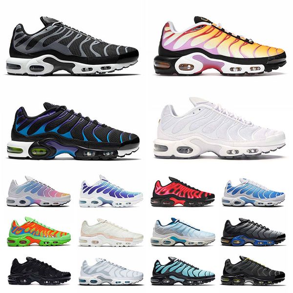 

wholesale tn plus mens running shoes tns big size us 12 triple white black purple sherbert pink snakeskin green blue men women sports sneake