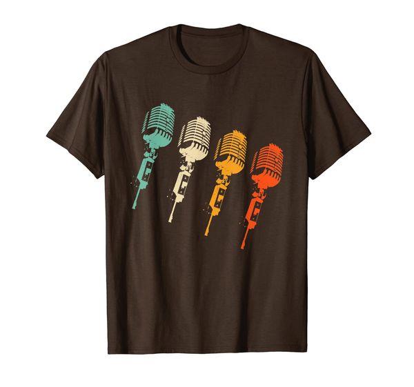 

vintage microphone t-shirt cool retro singer gift shirt, White;black