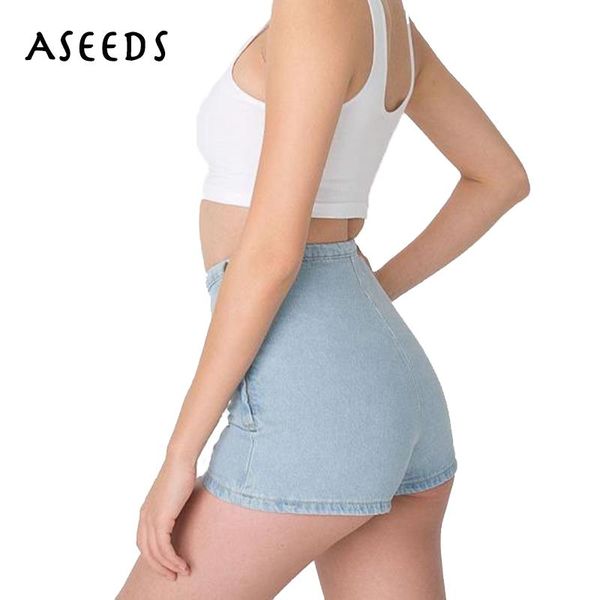 

high waist jean shorts women skinny zipper elastic white black blue summer denim jeans women's
