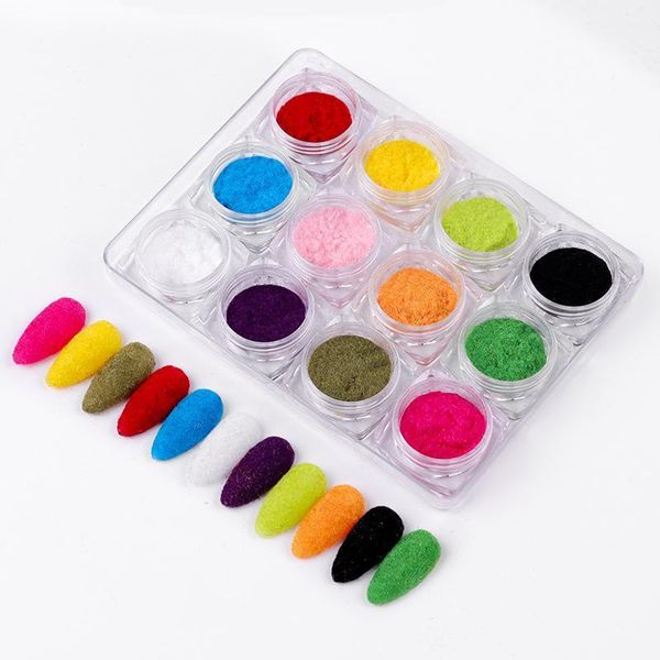 

12color/set nail art plush glitter powder velvet candy color pigment dust chrome for decoration tslm21, Silver;gold