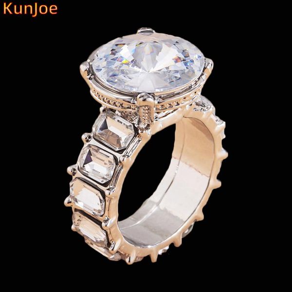 

cluster rings kunjoe 2021 fashion crystal zircon bohemia sweet exquisite geometric for women wedding engagement jewelry gifts, Golden;silver