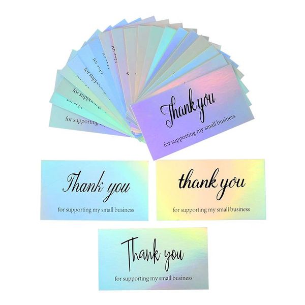 

greeting cards 50pcs 5*9cm laser thank you thanks for supporting my small business gift decor appreciation