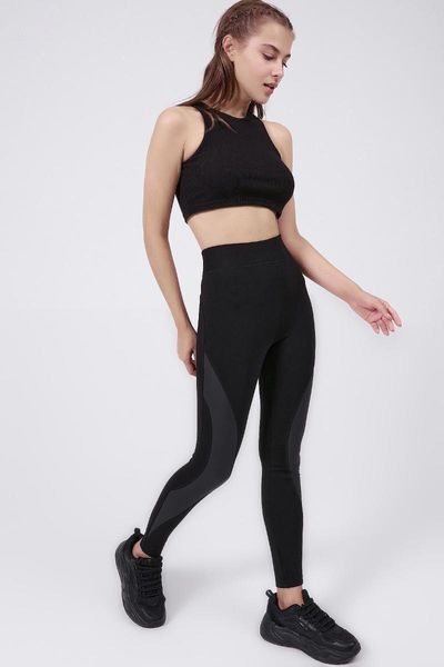 

advanced knitting women's leather leggings casual sports, Black