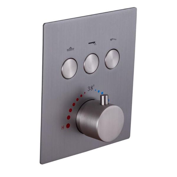 

thermostatic bathroom shower mixer faucet valve single handle push button design with embedded box wall mounted 3 ways sets