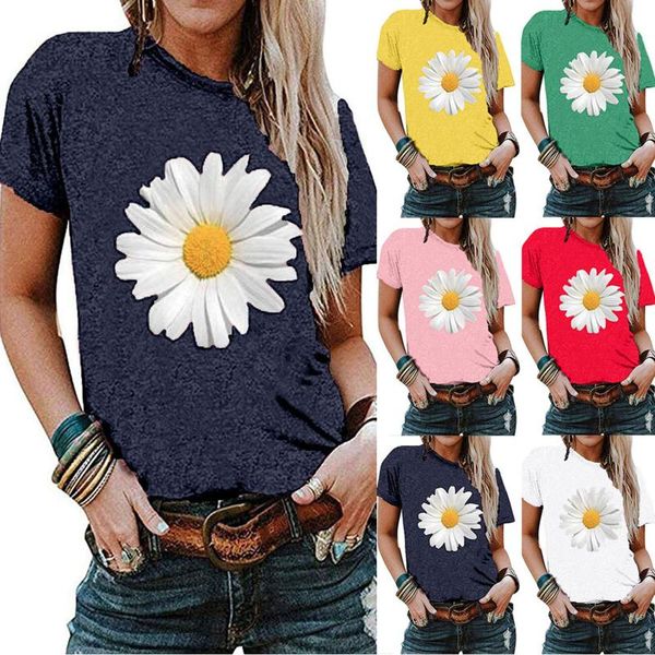 

plus size women t-shirt short sleeve floral printed sunflower o-neck summer tee sukienki damskie na lato women's, White