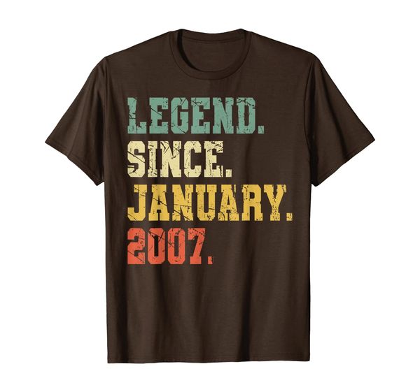 

13 years old shirt gift- legend since january 2007 t-shirt, White;black