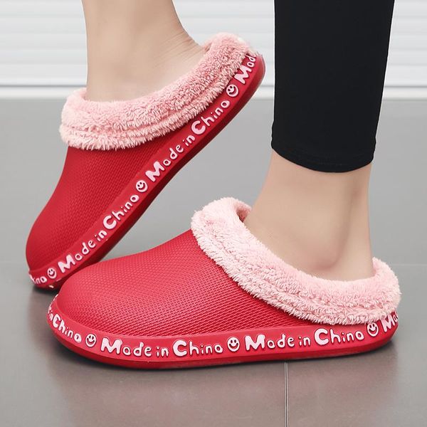 

winter women house slippers non-slip floor shoes home fashion warm indoor bedroom couples, Black
