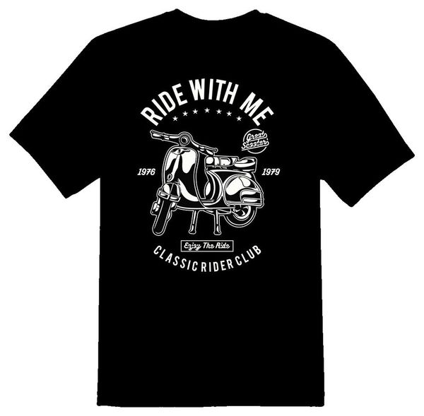 

ride with me classic rider club black or white tee shirt, White;black