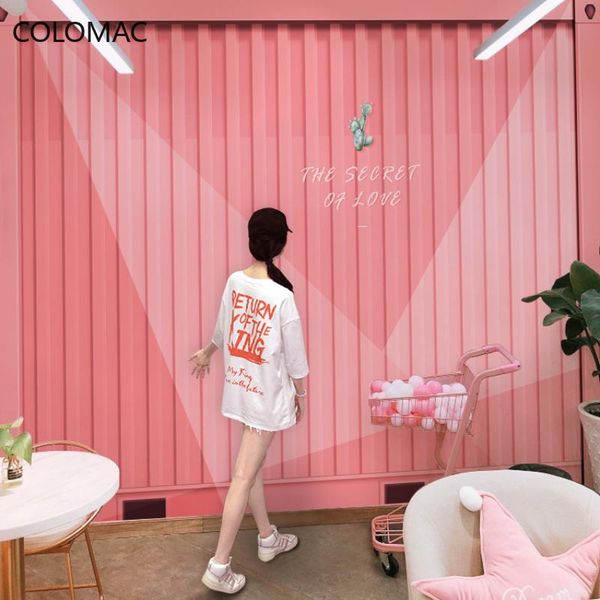 

wallpapers colomac custom pink kol wallpaper 3d tin container beauty salon milk tea shop mural wall decoration drop shopping