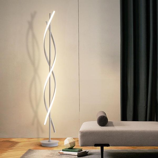 

minimalist floor lamp for living room bedroom spiral black white lampe de salon led standing lamps fixtures zm1111