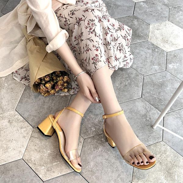 

dress shoes office career solid buckle strap square heels sandals women open toe ankle ladies med, Black