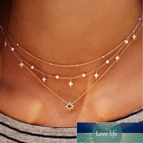 Toona Charme Brilhante Gema Cristal Estrela Bead Cadeia Borla Pingente Multilayer Clavícula Neckace Mulheres Boho Gold Party Jóias Gift6568 Fábrica Preço Especialista Design