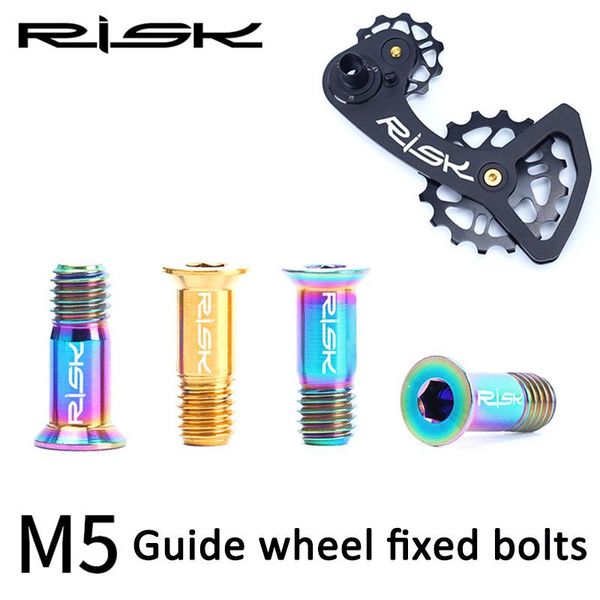 

bike derailleurs risk 2pcs m5*14.2mm bicycle rear derailleur bolt titanium jockey wheel parts mtb shifter guide roller screw
