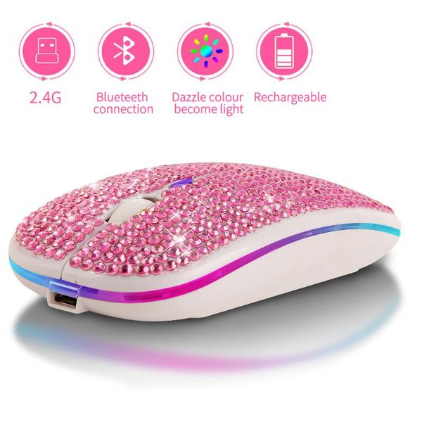 

mice 2.4g wireless gaming mouse usb receiver portable diamond with colorful light computer silent for pc desklaptop