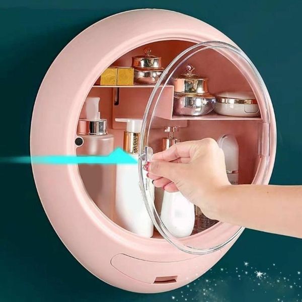 

storage boxes & bins bathroom wall-mounted makeup organizer punch-large capacity jewelry cosmetic box women skin care beauty rack