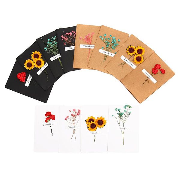 

greeting cards beautiful real dried flowers card diy retro kraft paper hand -dried creative